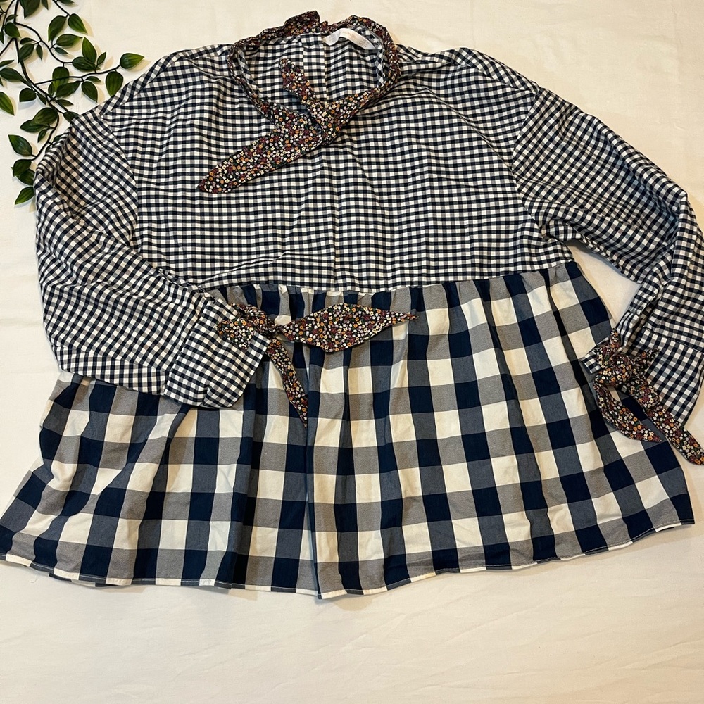 Zara mixed plaid top